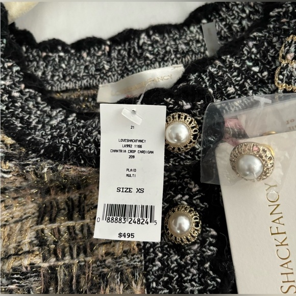 Loveshackfancy Chantria boucle tweed cropped cardigan Size XS NWT. - Picture 6 of 8